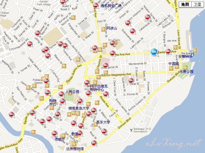菲律宾达沃市区旅游示意地图(中文标注,便于前往)